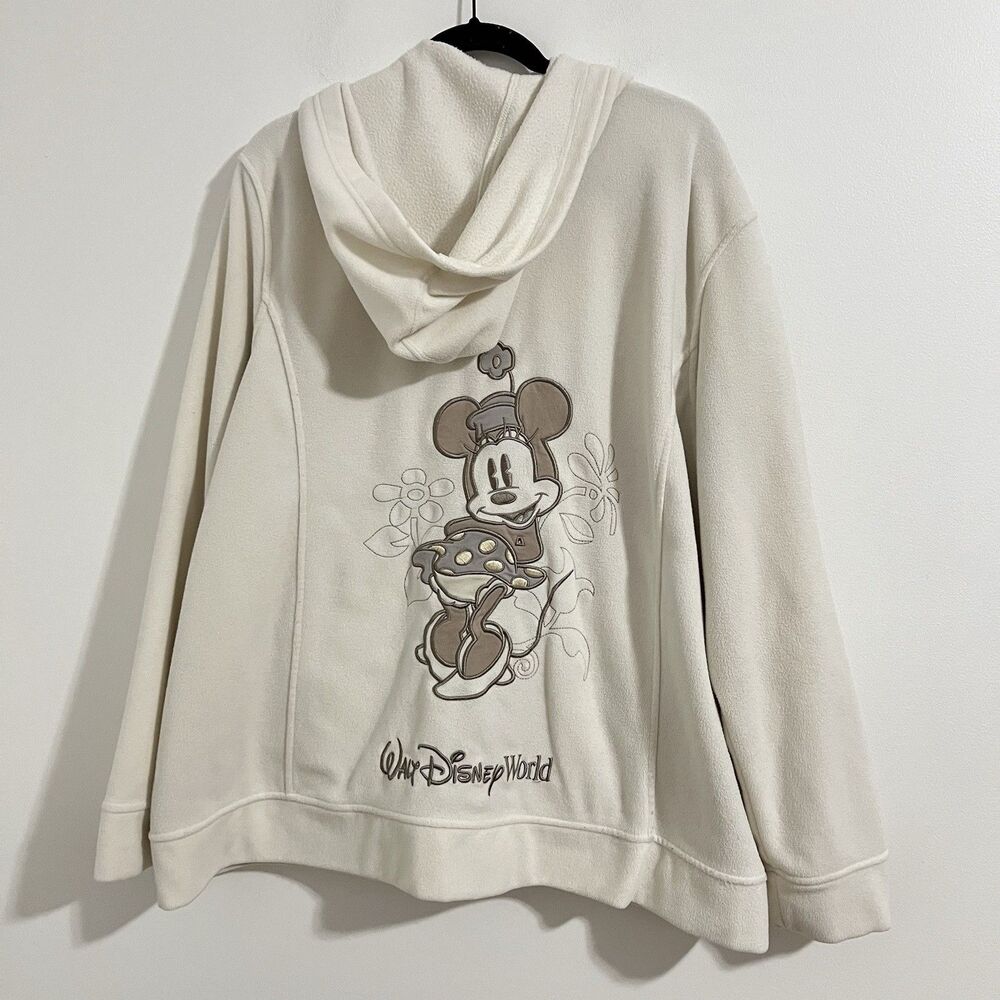 Disney‎ Parks Minnie Mouse Fleece Hoodie Size 3X Plus Ivory Walt Disney World